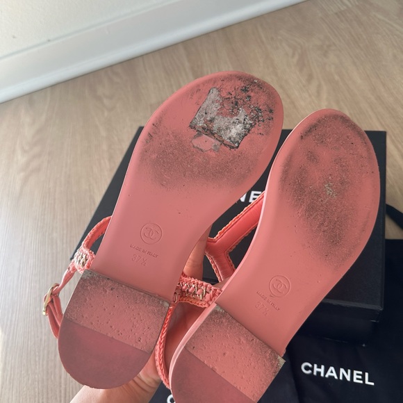 100% authentic Chanel chain sandals lambskin - Picture 4 of 11